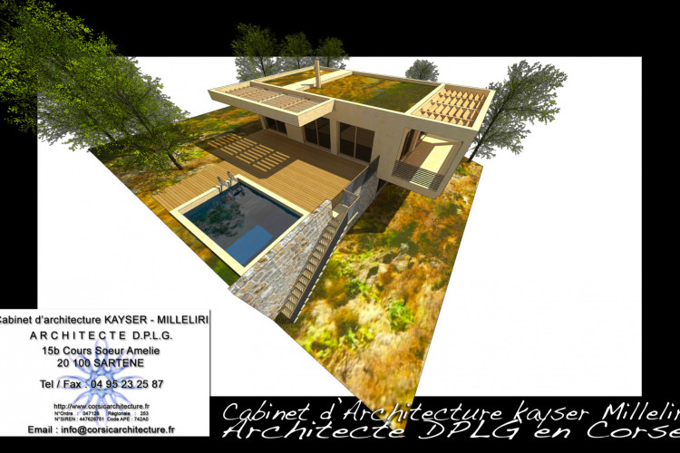 Maison contemporaine en Corse avec piscine