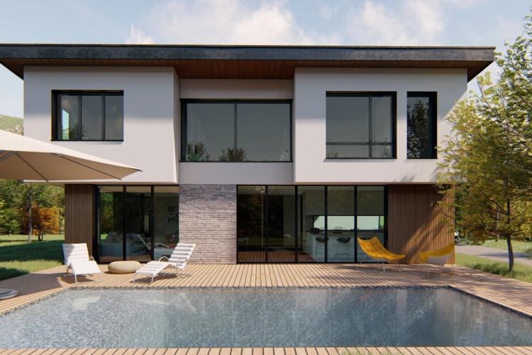 Façade contemporaine et piscine
