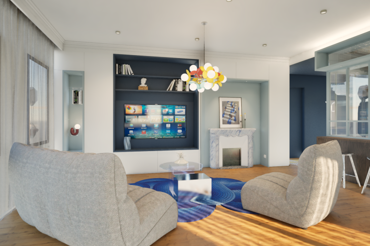 STUDIO 975 | Projet Moulin - Vue du salon