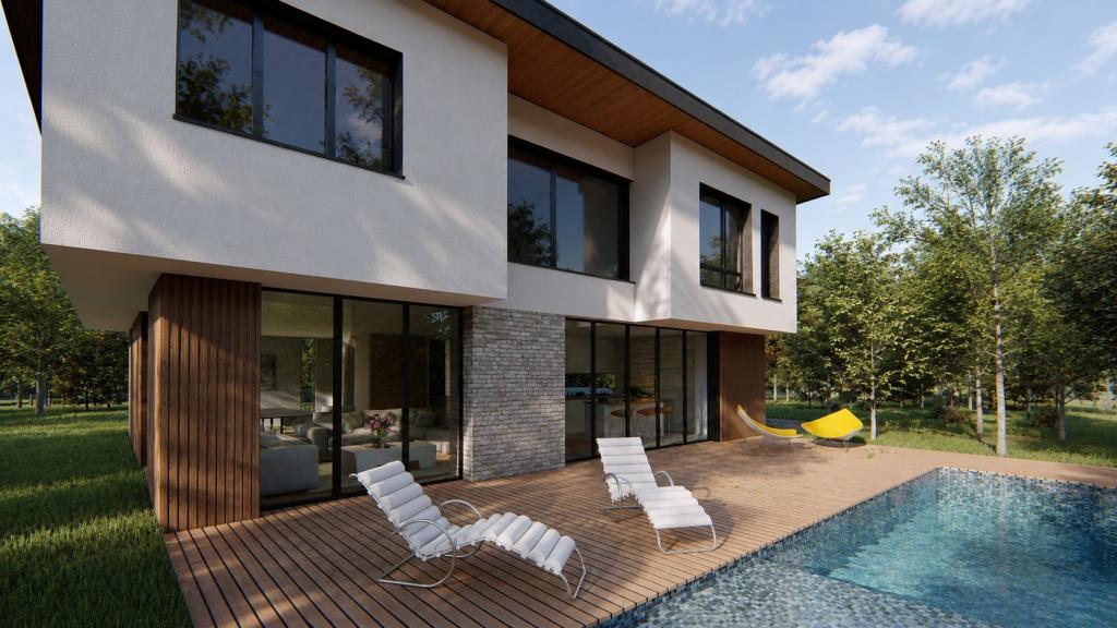 Terrasse bois et ouvertures sur le paysage