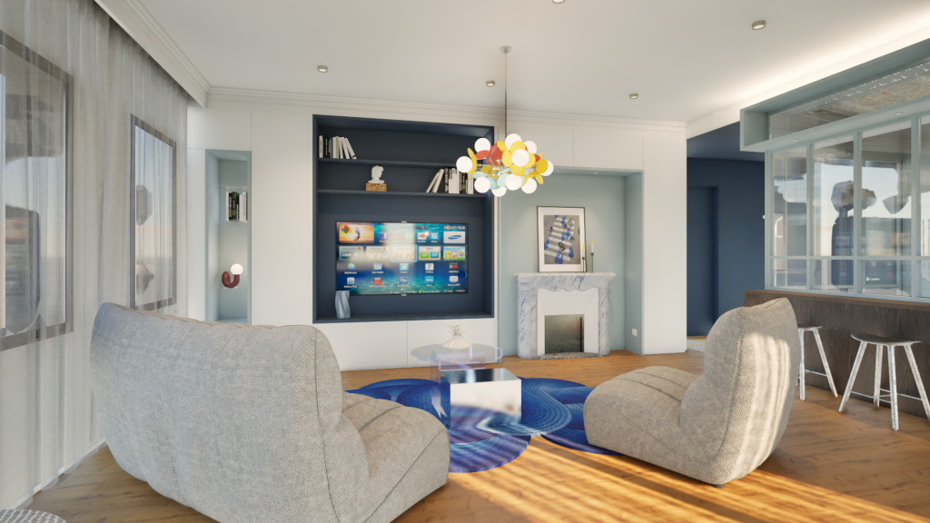 STUDIO 975 | Projet Moulin - Vue du salon