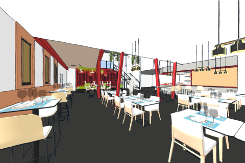 rendus 3D pour le projet de création d'un restaurant Prevessin Moens