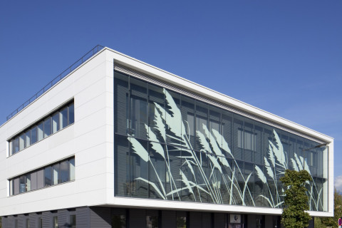 "Zac Neyrpic", un bâtiment tertiaire urbain, de verre sérigraphié, à Saint-Martin-d'Hères (38)