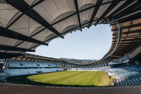 Le stade Armand-Cesari vu des tribunes