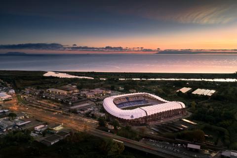 Stade Armand-Cesari au coucher du Soleil
