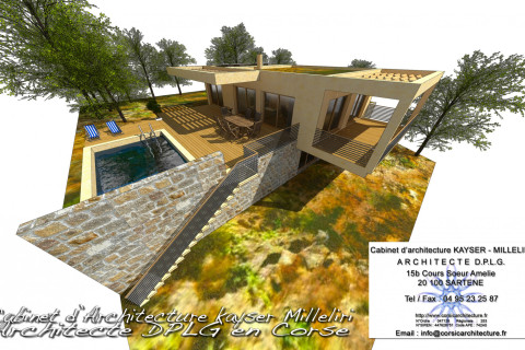 Maison contemporaine en Corse avec piscine