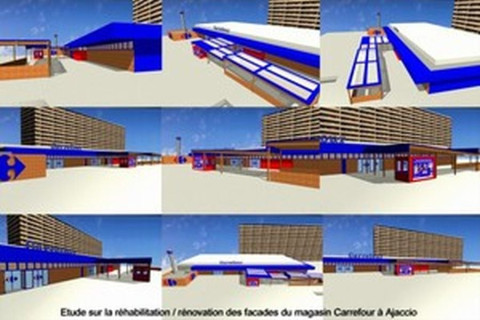 Rénovation - réhabilitation des facades du Carrefour d'Ajaccio en Corse