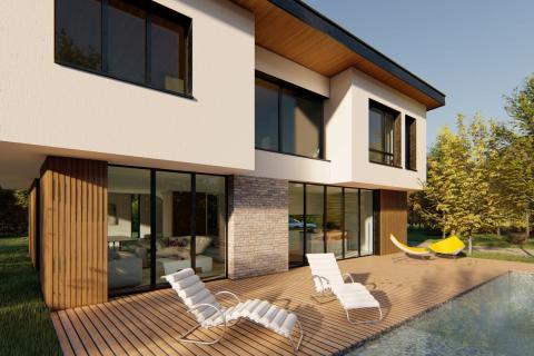 Terrasse bois et ouvertures sur le paysage