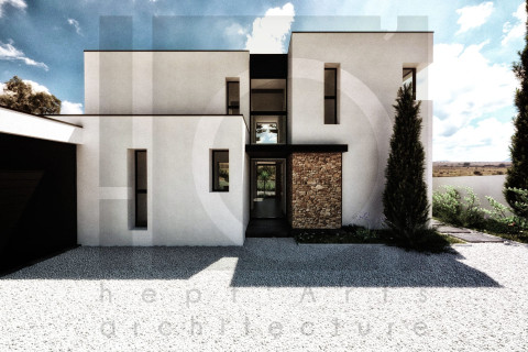 Vue de face entrée de la maison