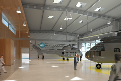 Construction d'un hall de livraison d'hélicoptères