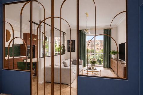 Verrière style Art déco dans un appartement rénové à Nice