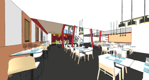 rendus 3D pour le projet de création d'un restaurant Prevessin Moens