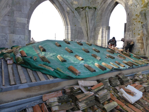 Restauration des couvertures de l'église de Saint-Martin-de-Ré.