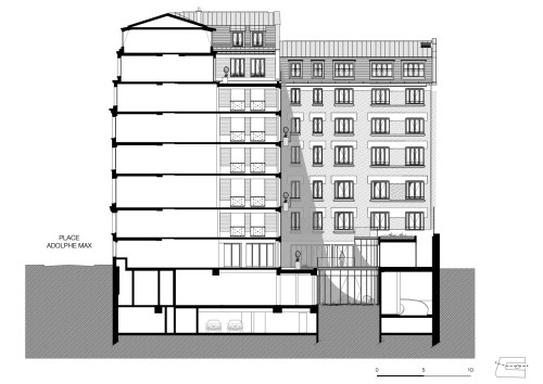 Restructuration d'un immeuble parisien à usage de bureaux rue de Calais