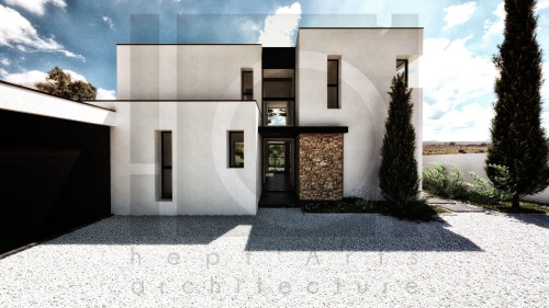 Vue de face entrée de la maison