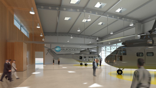 Construction d'un hall de livraison d'hélicoptères