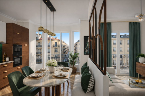 Cuisine ouverte après rénovation d’appartement à Nice