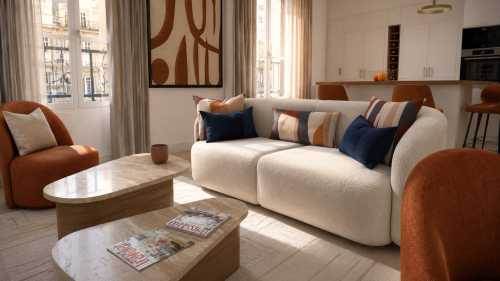 Salon contemporain dans un appartement rénové à Paris