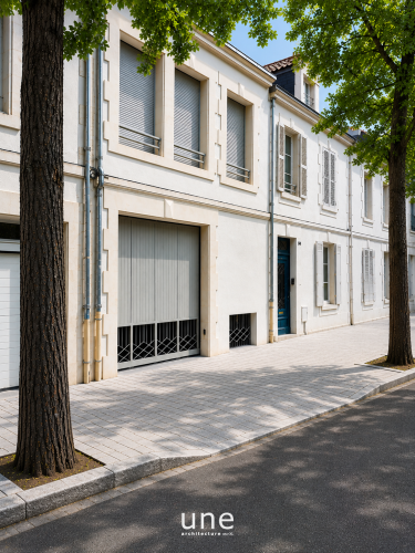 Vue de la façade sur rue en continuité de l'existant
